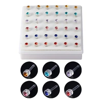 36pcs colorful stud earings set acrylic cartilage earring prevent allergy tragus helix crystal ear piercing jewelry for women