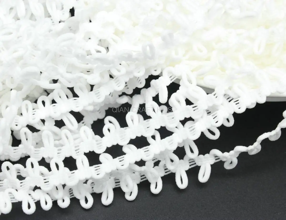 100 yards White Bridal Button Looping Trim - Ready to use Wedding Button Holes