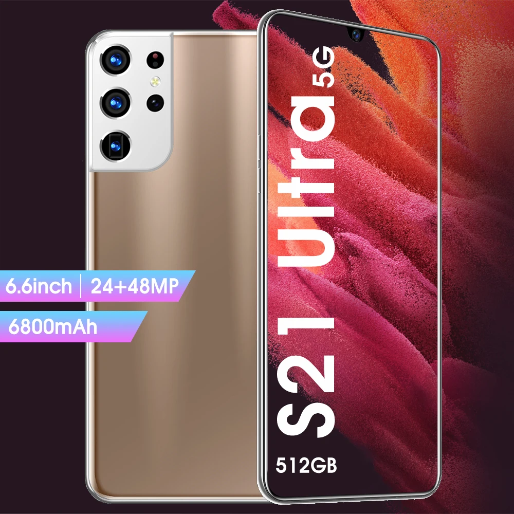 

Global Version S21 Ultra 6.6 Inch Drop Screen 24+48MP 6800mAh Andriod 10 Cell Phone 5G Network 8GB RAM 256GB ROM Smart Phone