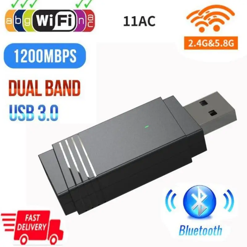 Беспроводной USB WiFi адаптер 1200 Мбит/с 3 0 Band Dual Bluetooth 5 Встроенная антенна Wifi донгл