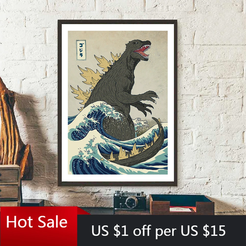 Детска огромное животное канагава художественный Принт плакат мальчик