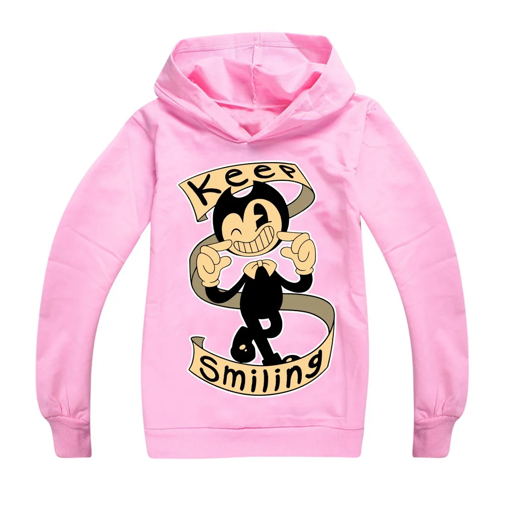 

Spring Children Baby Girl Sweatshirt Boy Long Sleeve T Shirts Cartoon Game Bendy and the Ink Machine Print Hoodies Kids Tops Tee