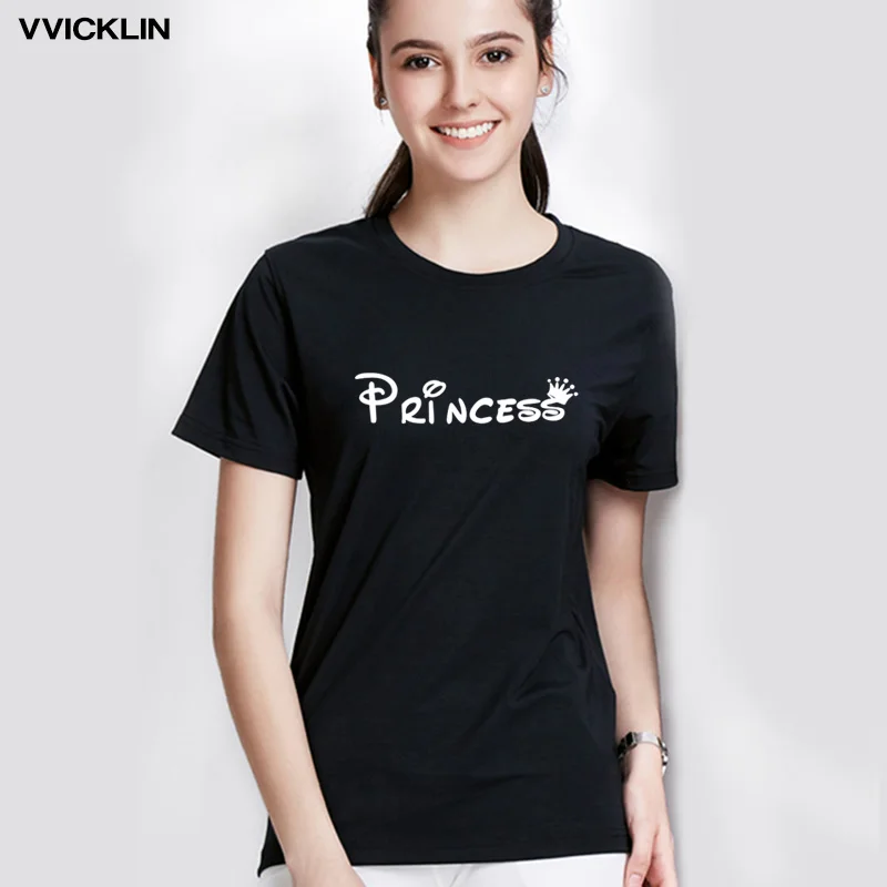 

2021 Women Summer Cotton Short Sleeve T Shirt Top Fashion PRINCESS Letter Print Tshirt Trendy Women Fashion Tops Drop Ship