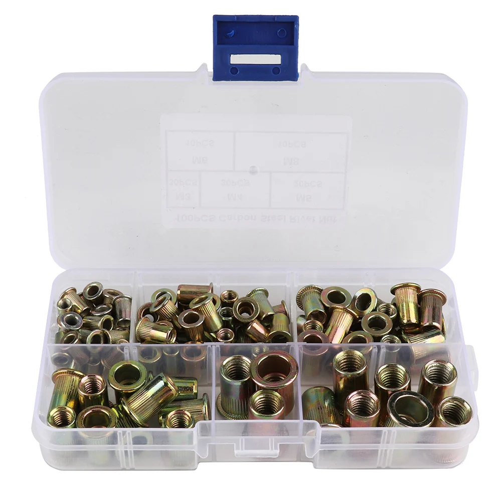 

100Pcs Galvanized Carbon Steel Rivet Nut M3 M4 M5 M6 M8 for Multiple Uses