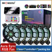 IWONGOU Aura Sync RGB Fan 120mm Cooler Adjustable Speed Adjust LED 12cm Kit In1 Argb Computer Case Fan Controller