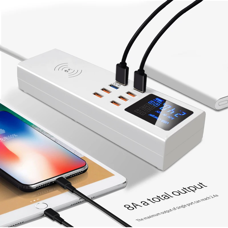 15 Вт Беспроводная Быстрая зарядка 3 0 Smart 8 USB зарядная станция концентратор