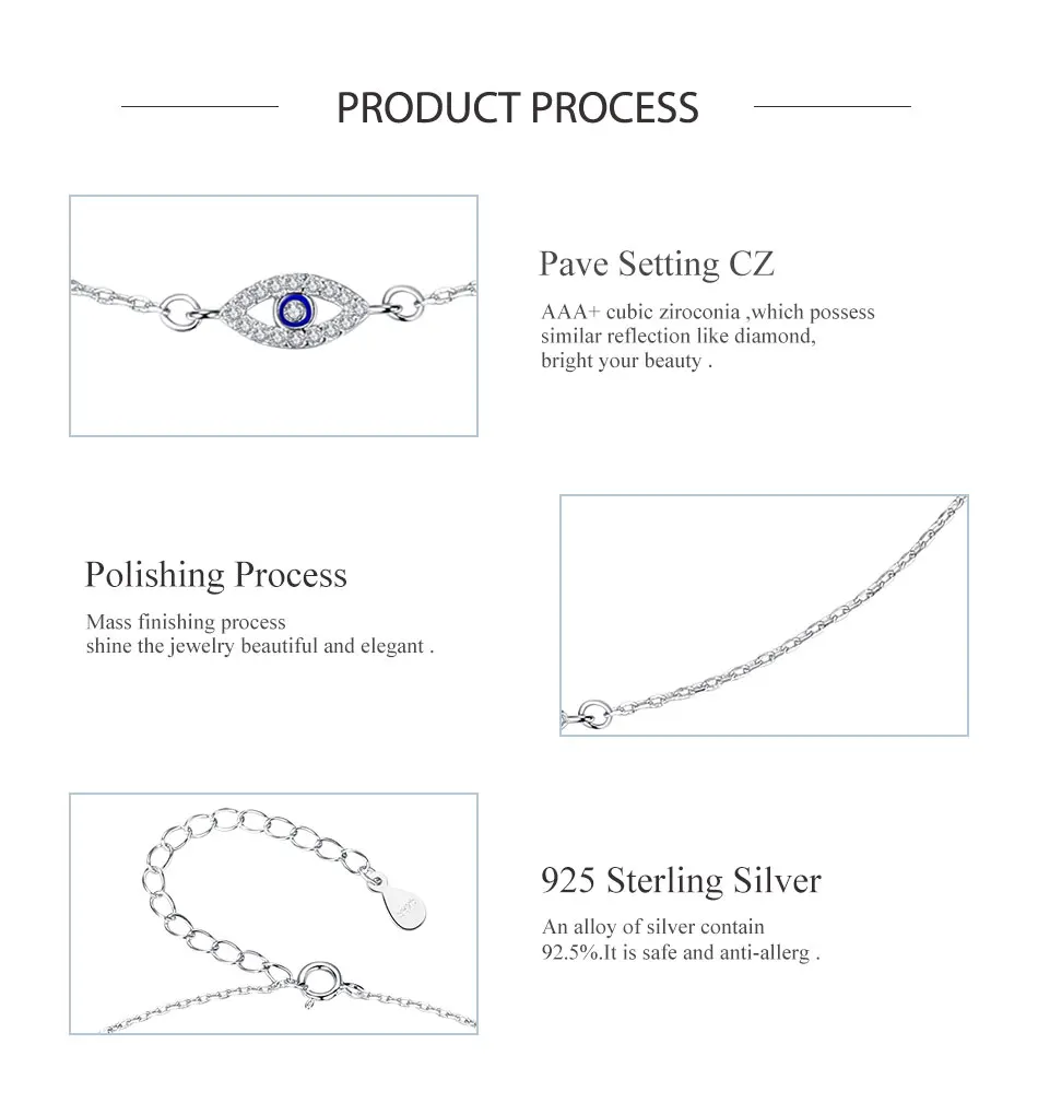 Children Necklace 925 Sterling Silver Blue Clear CZ Crystal Lucky Eye for Girls Kids Birthday Gift 2019 Genuine Jewelry | Украшения и