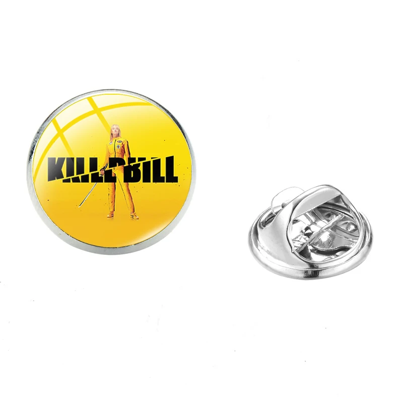 SONGDA Movie Kill Bill Series Stainless Steel Pins The Bride Uma Thurman Retro Print Glass Round Denim Jackets Collar Pin Badge |