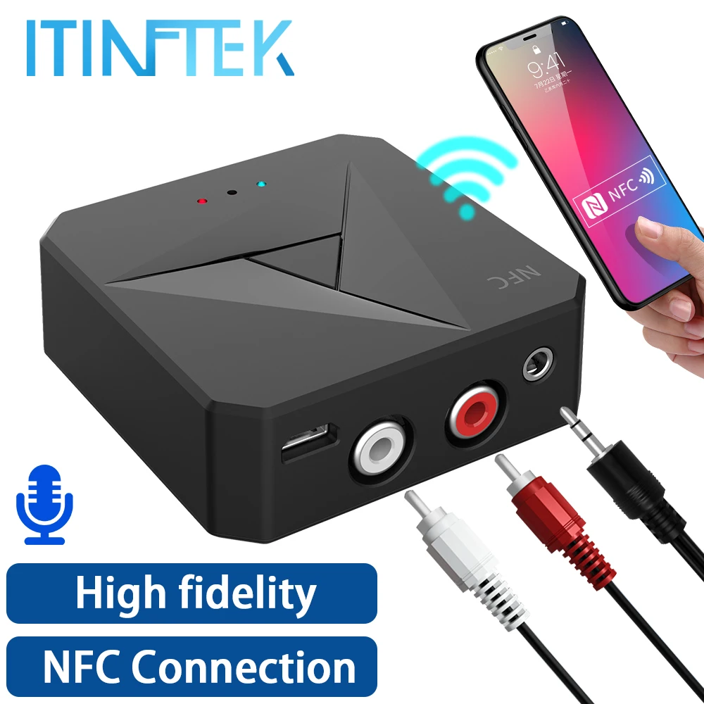 ITINFTEK M21 Bluetooth 5 0 приемник адаптер NFC для автомобиля ТВ AUX аудио RCA музыка