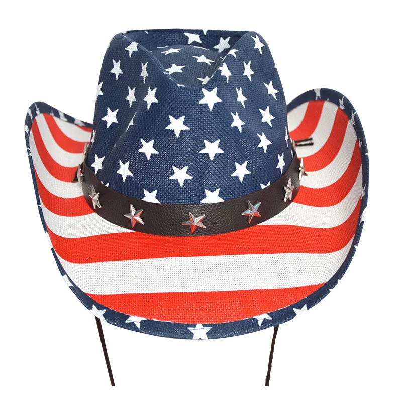 

American Flag Usa Western Cowboy Hat Sailor Dance Prairie Jazz Cap