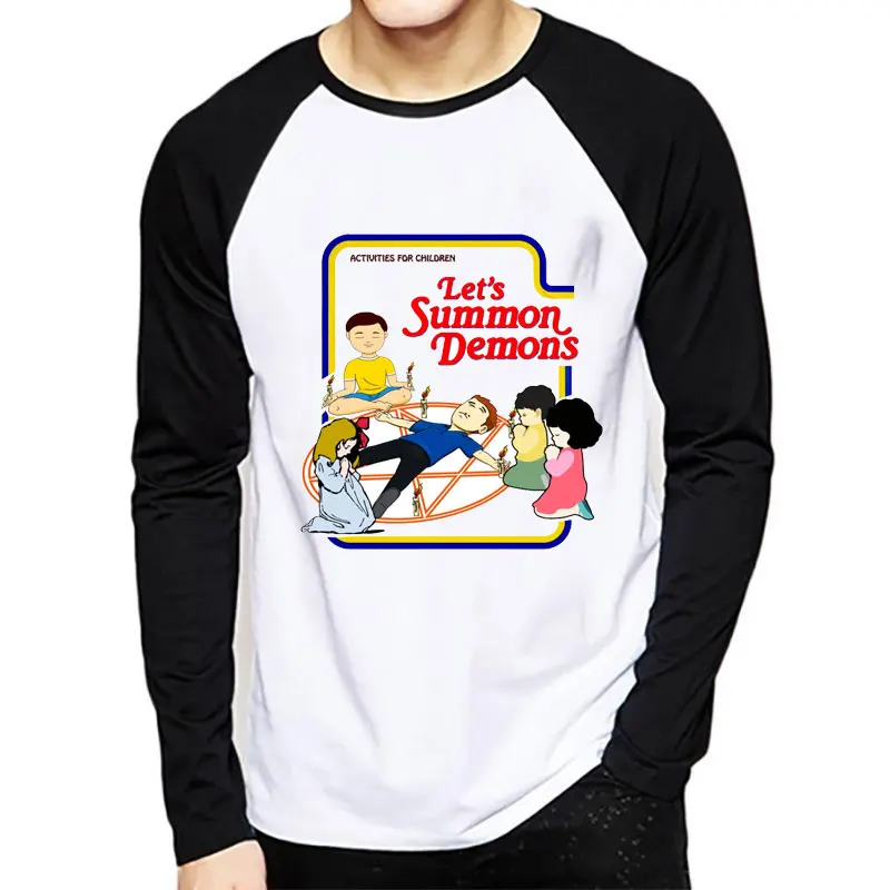 Реглан футболка с длинным рукавом для мужчин сатана злые дети демоны обряд