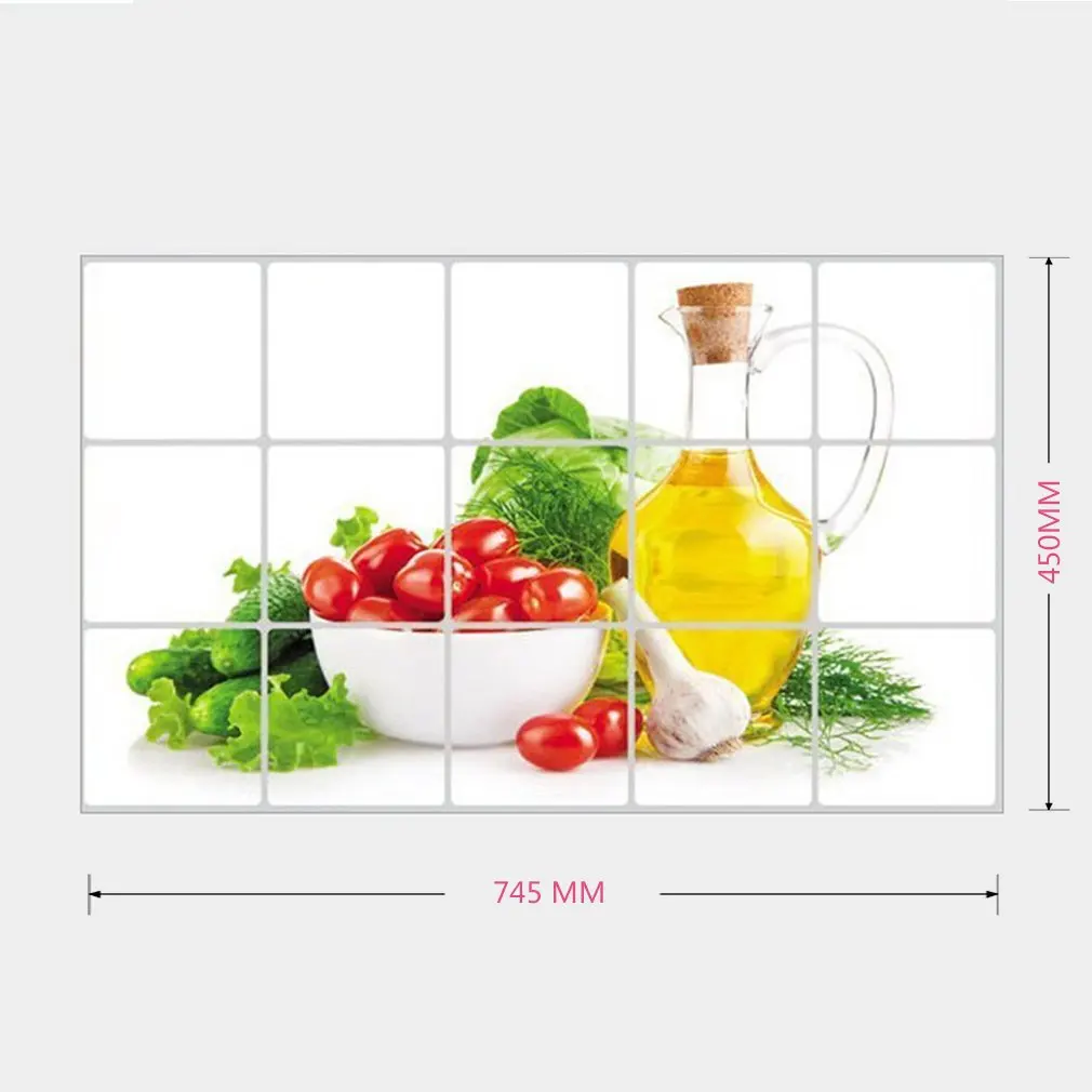 

75x45CM Wall Decor Paper Waterproof Anti-Oil Stain Aluminum Foil Sticker Fruit Vegetable Pattern Wall Paper Home Decor