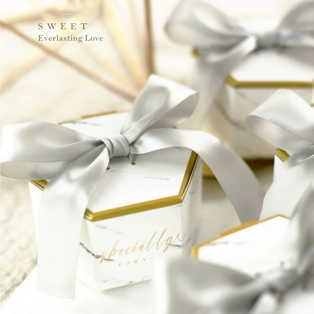 Новый Мрамор шестигранник для свадебных сувениров и сладкий подарок сумки