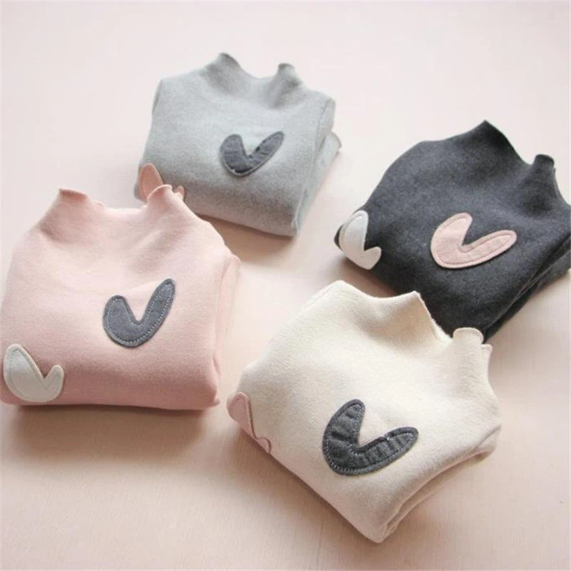 

Spring Winter Kids Long Sleeved T-shirt Baby Girls Plus Velvet Bottoming Shirt Soft Underwear Children's Clothing High Quality