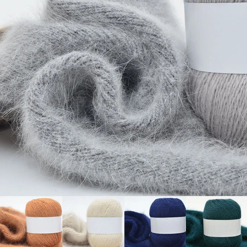 Hand-Woven Scarf Hat Fluffy Long Soft Thick Wool Tricot Yarn For Knitting Mohair Ball Crochet Cotton Down Mink Cashmere | Дом и сад