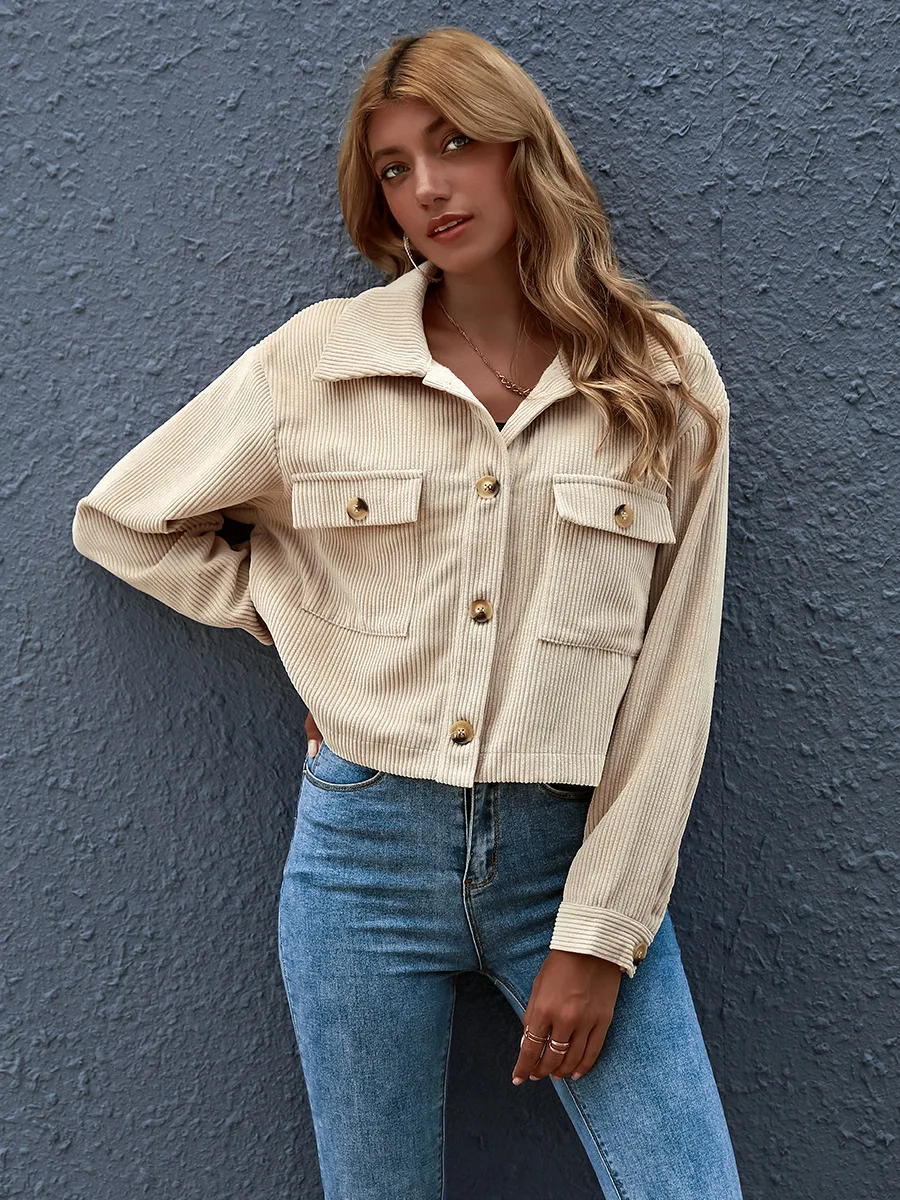 

Sweety lady Short Coat loose long Sleeves causal top Button / zipper