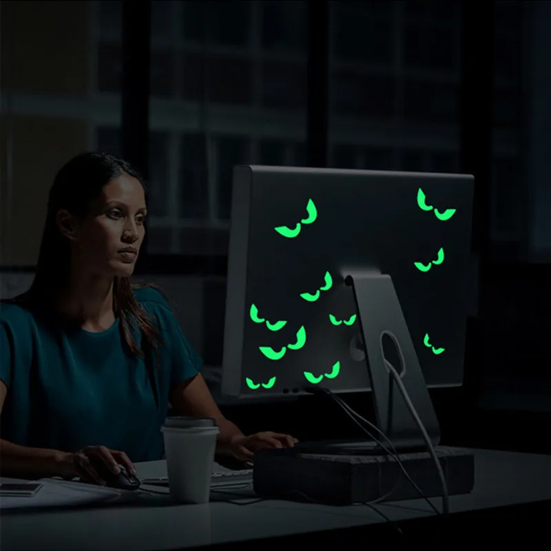 Светящиеся в темноте глаза настенные стеклянные наклейки Хэллоуин украшения