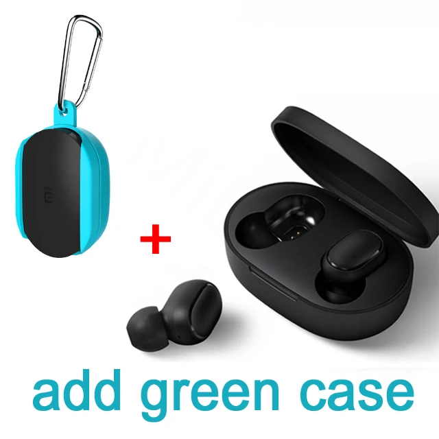 add green case Xiaomi Redmi Airdots TWS Bluetooth наушники стерео бас BT 5,0 Eeadphones с микрофоном Handsfree Наушники управление AI - Цвет: add green case