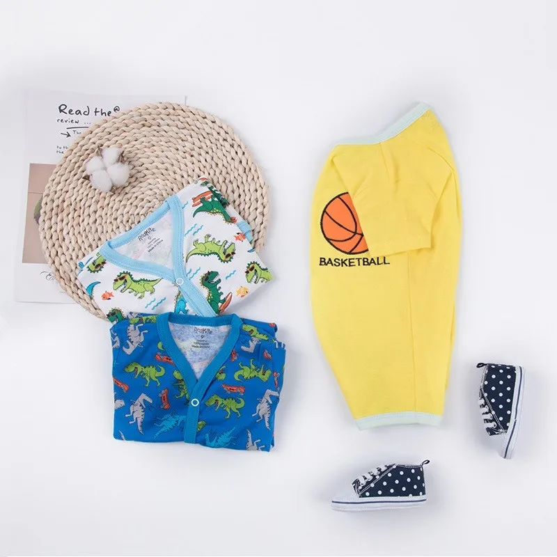 3 шт./лот боди для новорожденных с коротким рукавом и случайным рисунком одежда