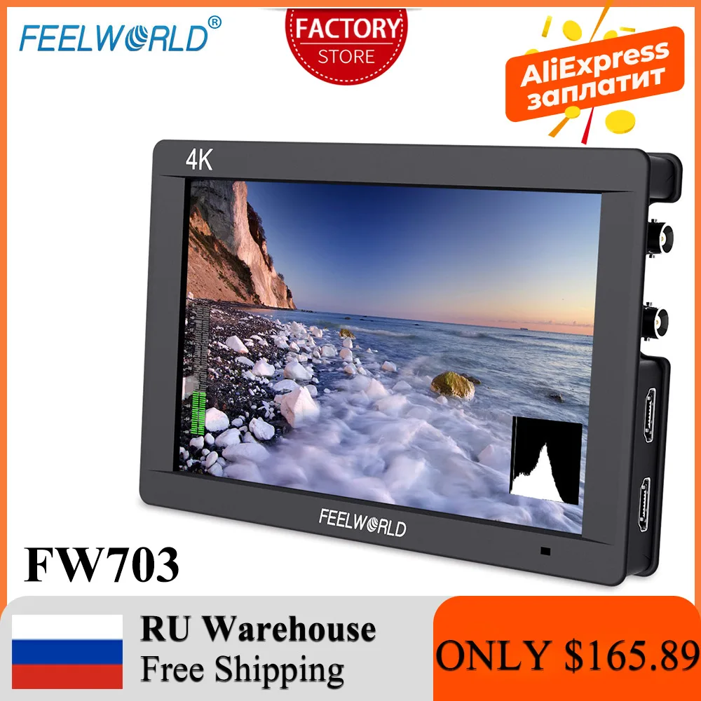 Монитор для камеры FEELWORLD RU FW703 3G SDI 4K HDMI 7-дюймовый IPS Full HD 1920x120 0 портативный DSLR