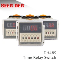 digital led programmable timer relay switch dh48s s 0 1s 99h socket base acdc 24v 220v 380v repeat cycle timer
