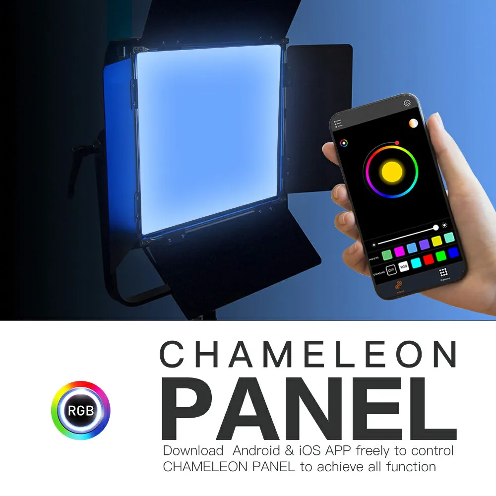 

DIGITALFOTO 50/100W 3200-9999K 30+ color effects RGBWW CHAMELEON RGB LED Panel Light With APP/DMX Control For Youtube Studio