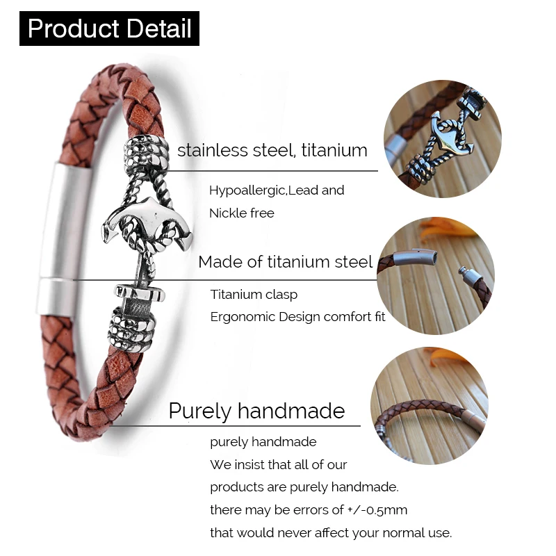Мужской браслет/кожаные браслеты/Якорь/кожаные мужские браслеты 2019 из