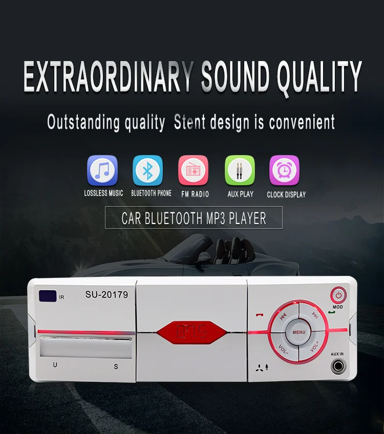 1 Din Черный автомобильный аудио цифровой MP3-плеер Bluetooth стерео радио FM AUX Handsfree Вызов с подставкой для телефона