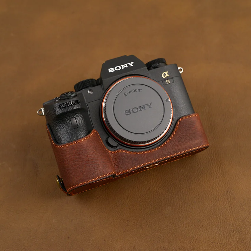 coffee AYdgcam ручной работы из натуральной кожи чехол для камеры половина сумка для sony A7R4 A7 IV A7 Mark IV Ретро винтажный нижний чехол - Цвет: coffee