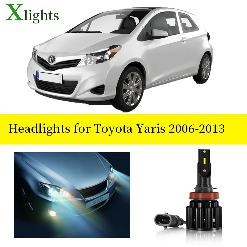 Car Bulb Lamp For Toyota Yaris 2006 2007 2008 2009 2010 2011 2012 2013 LED Headlight Low High Beam 6000k Auto Lights Accessories