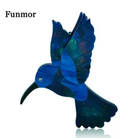 funmor resin abalone shell blue woodpecker brooch acrylic handmade vivid animal brooches for women kids large hijab pins jewelry