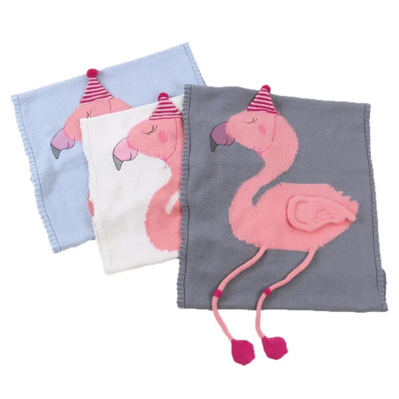 

INS Flamingo Blanket Cotton Baby Sleeping Blankets Newborn Swaddle Blanket Knitted Beach Mat Bath Towels Kids Play Mats Carpets