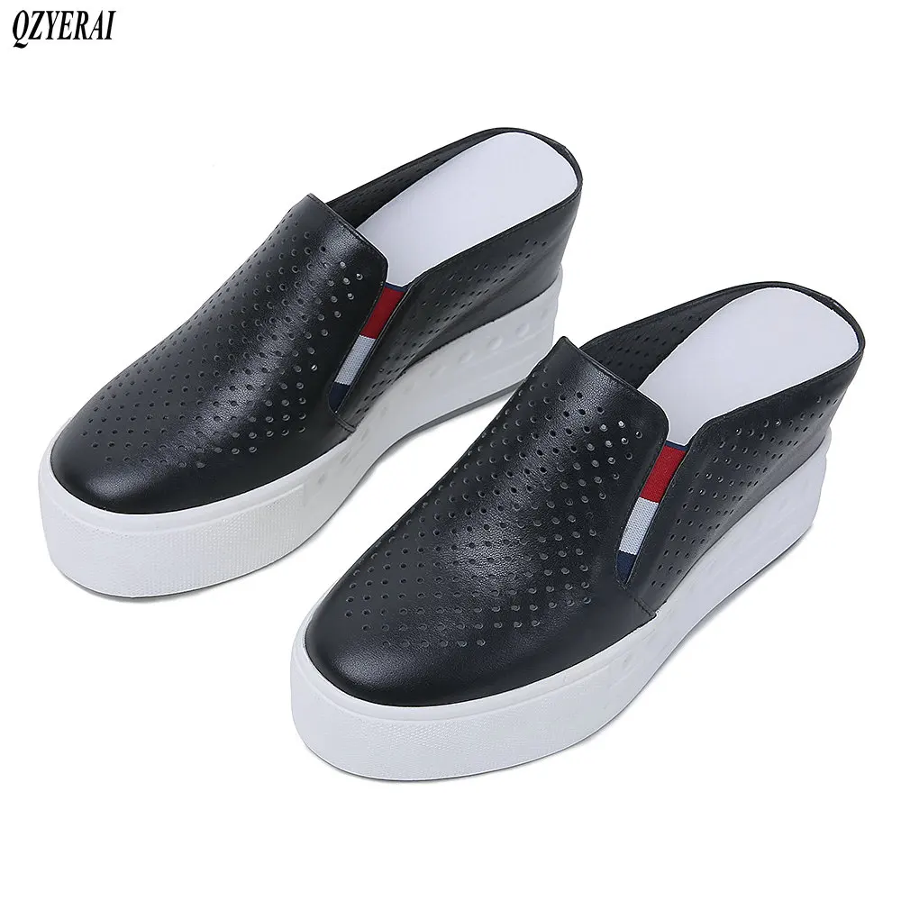 Женские туфли из натуральной кожи высокие сандалии дышащая обувь размеры 34-40