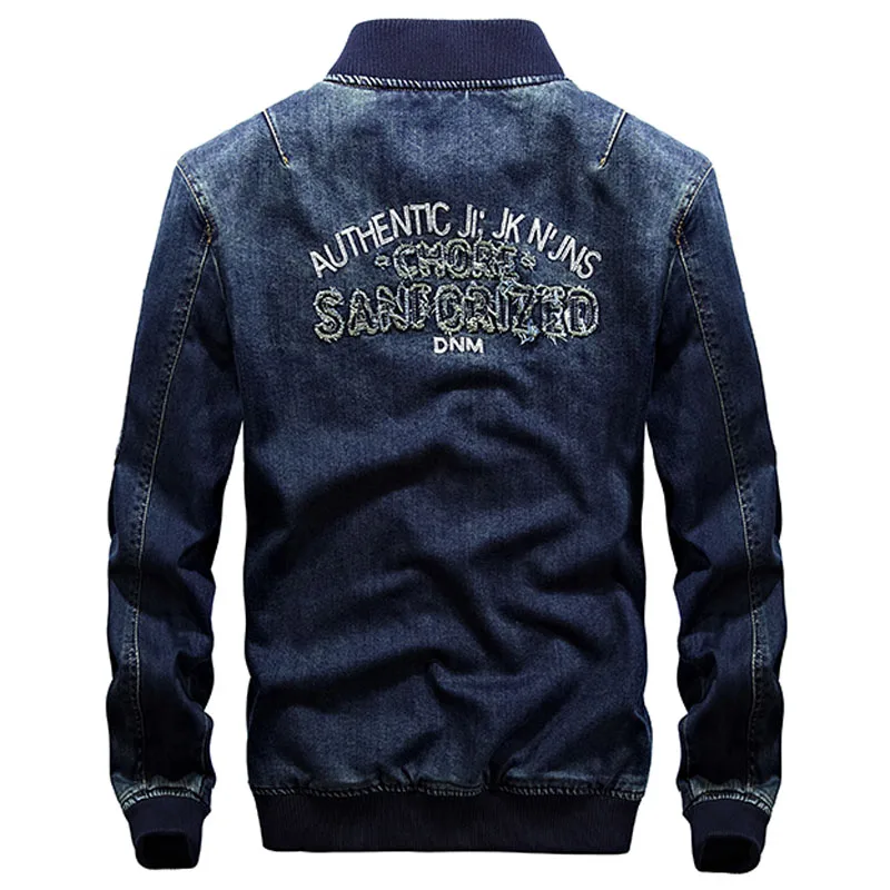 Куртка-пилот Мужская из денима Бомбер в стиле милитари бейсбольные джинсы пилот