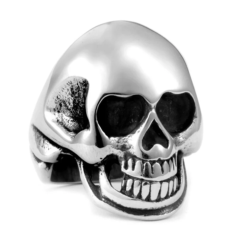 Мужские кольца в стиле ретро панк модные готические с черепом из нержавеющей