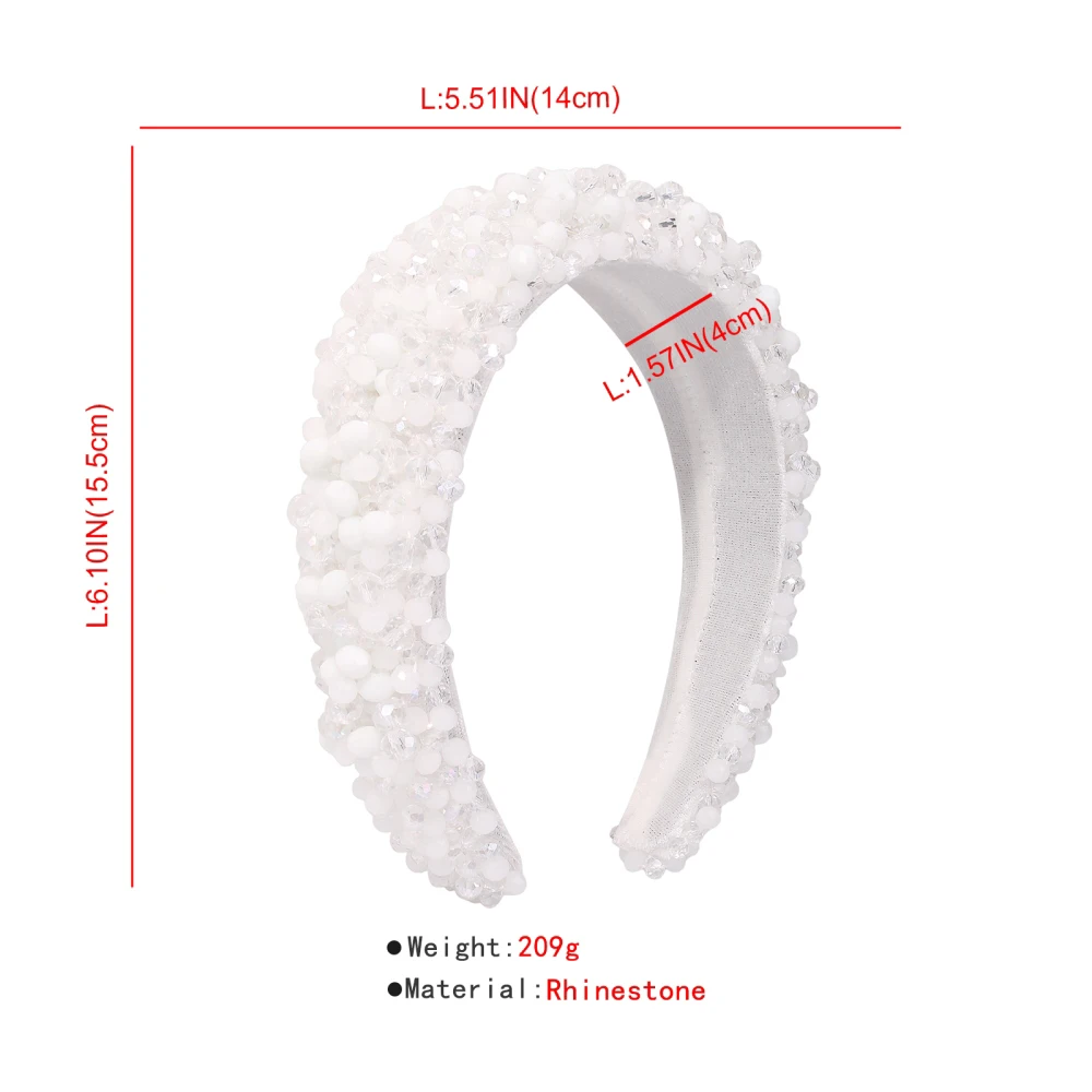 

Women Crystal Headbands Sparkly Padded Rhinestones Headbands Luxury Handmade White Crystal Beads Hair Bands Hair Accessories