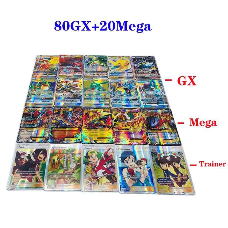 TAKARA TOMY Pokemon 100 шт. GX EX MEGA флэш-карта 3D версия LOST THUNDER карта Коллекционная для детей