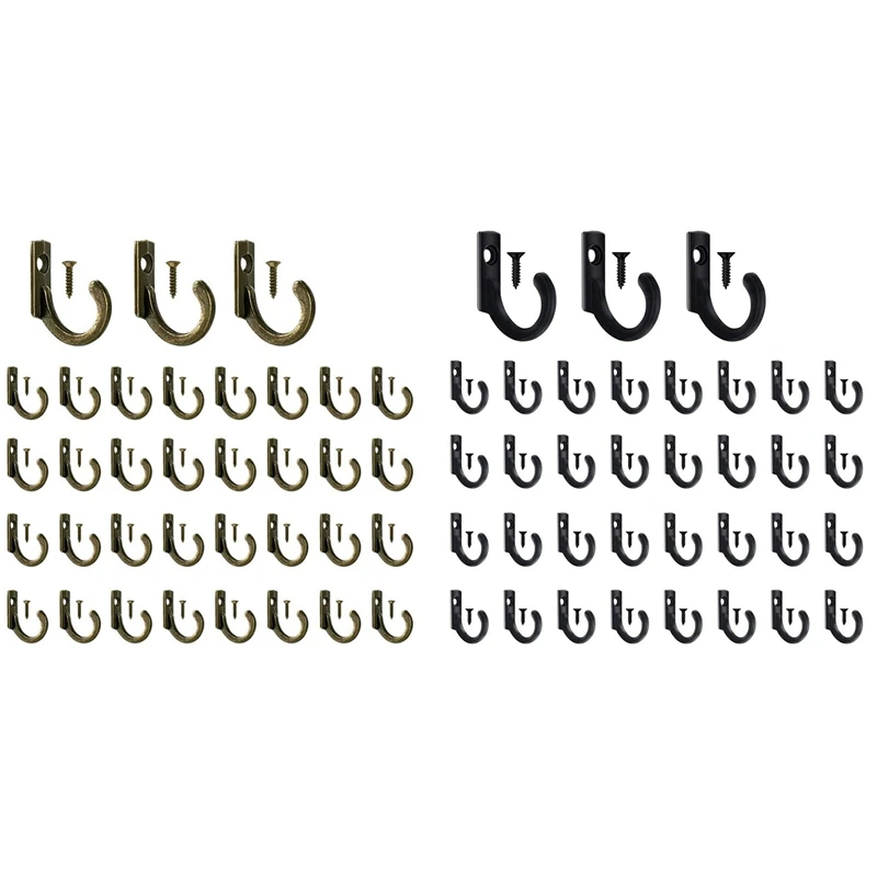 

58 Pieces Wall Mounted Hook, Small Coat Hooks, Black Single Hanger for Hanging Coffee Cups, Kitchen Towel