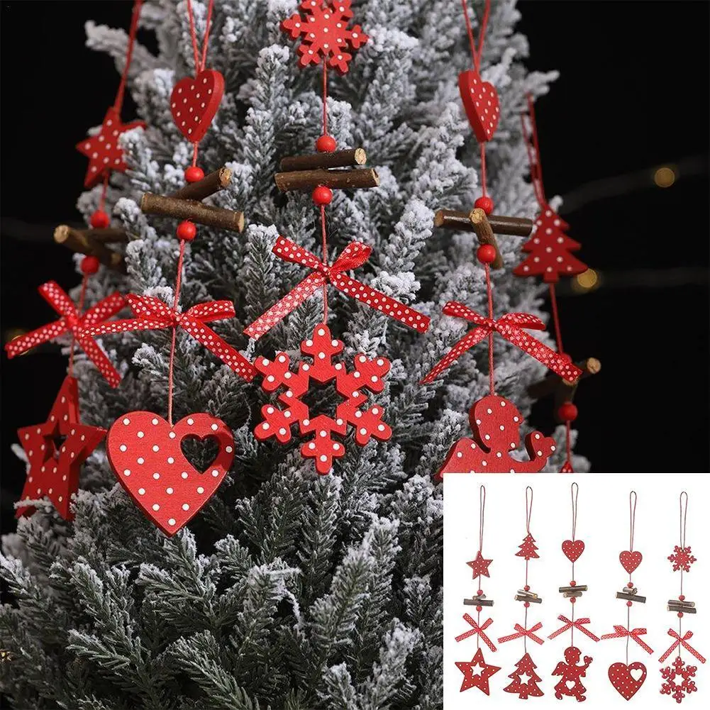 

Рождественские украшения, деревянные полые снежинки, любовь, окрашенные в белую точку, Рождественские елочные украшения, кулон, Декор для д...