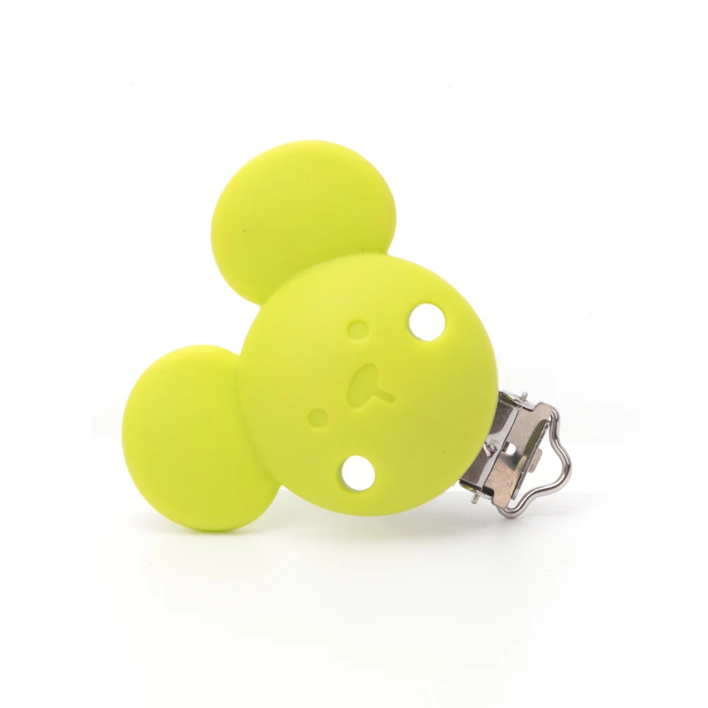 Chartreuse 10 шт. BPA бесплатно Perle силиконовые Микки детские клипсы для пустышек цепочка для прорезывателя держатель DIY Детская мышь животное Уход Аксессуары для игрушек - Цвет: Chartreuse