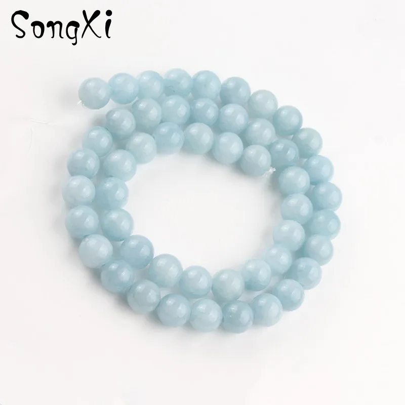 Natural Stone Light Blue Jades Beads 4 6 8 10 12mm Round Loose Spacer for Jewelry Making Diy Bracelet Necklace 15 Inches | Украшения и
