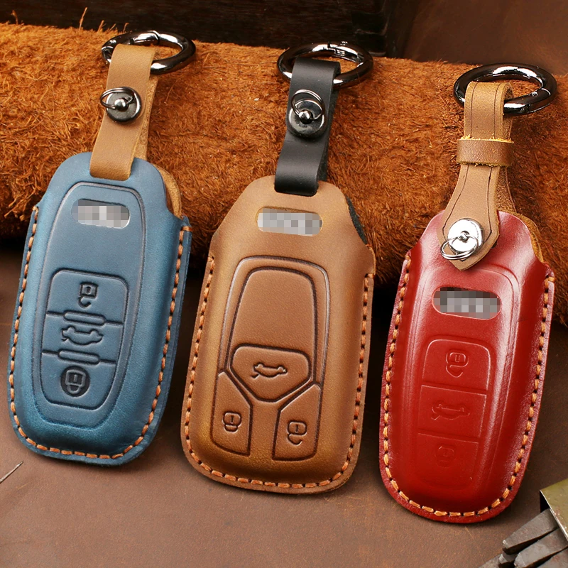 

Leather Key Case Remote Cover for Audi TT A1 A3 A4 A5 Coupe A6 C5 C6 Q3 Q5 Q7 Q8 Mk1 Auto Chain Fob Holder Car Accessories