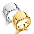 Модные обручальные кольца из нержавеющей стали 316L для мужчин и женщин, простой стиль, полировка, серебристый цвет, золотистое квадратное кольцо