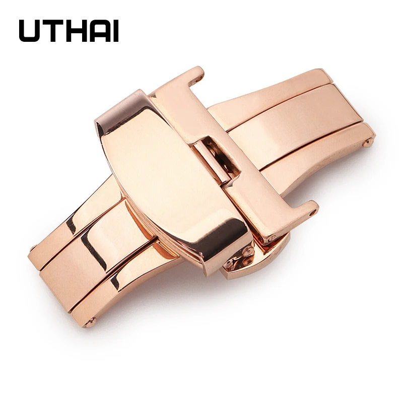 UTHAI Watch Fold Пряжка P89 из нержавеющей стали бабочка двойная нажимная 10-22 мм Кнопка