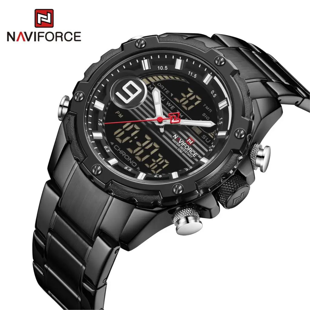 

NAVIFORCE Watch Men Fashion Chronograph Sport Clock 2020 Analog Digital 30M Waterproof Wristwatch Dual Display Quartz Glass Male