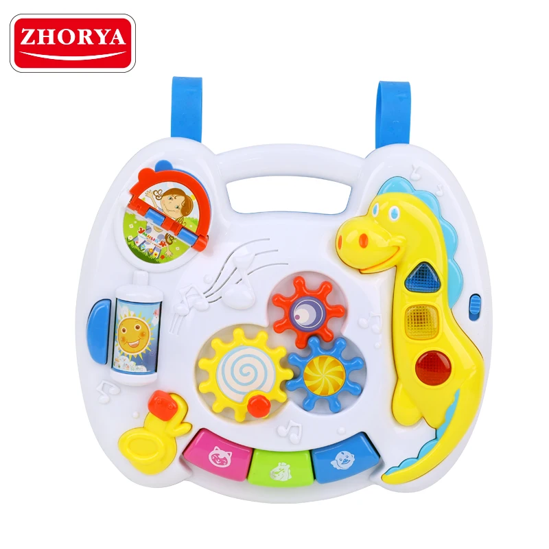 

Zhorya Musical Desk Russian Voice Toy Kids Plastic Dinosaur Portable Table with Light and Music Intelligence Toys for Children