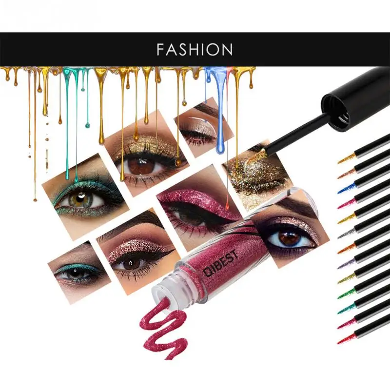 QIBEST 13 colors Liquid Glitter Eyeliner Waterproof Long Lasting Eyeshadow Shimmer Sparkling Makeup Diamond Eyeliner Cosmetic