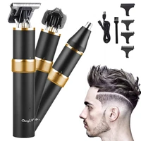 3 in 1 professional hair clipper beard nose trimmer mens barber usb rechargeable t outliner blade 0mm bald hair cutting machine