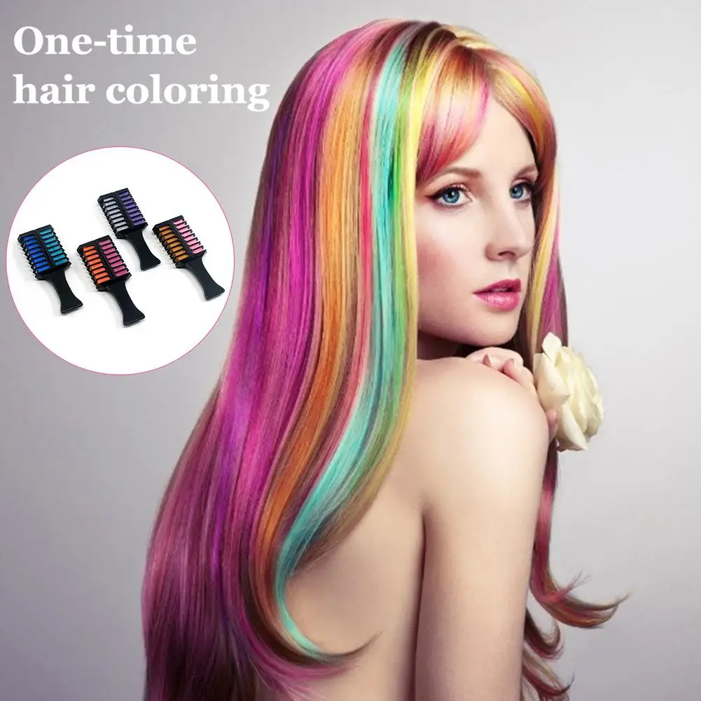 

4 Colors Hair Temporary Hair DIY Chalk Comb Portable Beauty Dye Non Toxic Hair Color Colorful Paint Styling Comb for Hair Dye
