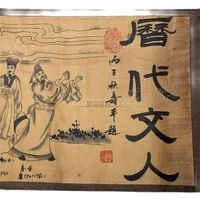 chinese old picture paper figure painting long scroll painting long scroll drawing lidaiwenren